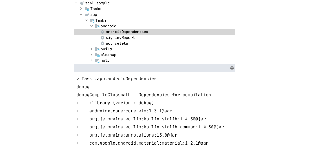 Figure 1.5.4: The Gradle Task panel