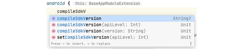 Figure 2.3.2: GKD's completion dropdown for "compileSdkV"