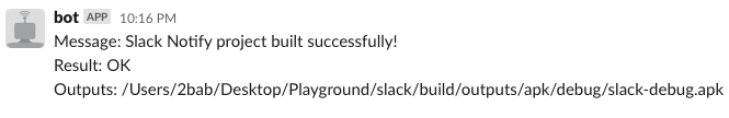 Figure 2.4.1: Slack message sent by the bot