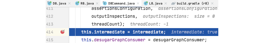 Figure 2.7.9: Successfully suspend on the breakpoint of D8Command