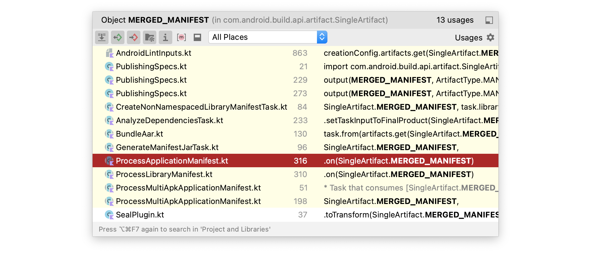 Figure 3.5.2: Usages of MERGED_MANIFEST