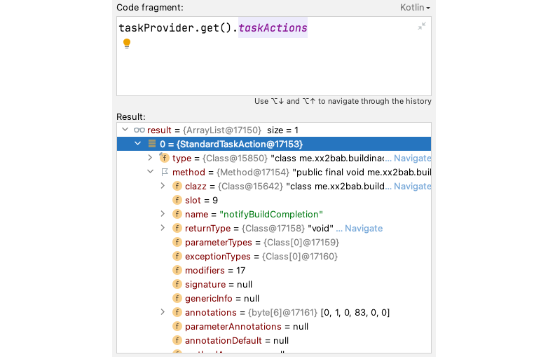 Figure 4.4.1: Task Action List