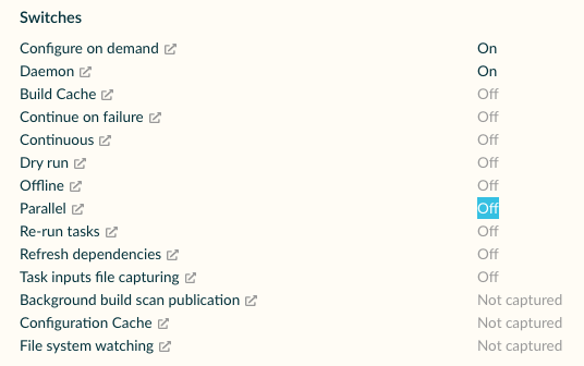 Figure 4.4.9: The "Parallel" feature shows "Off" in the Switches panel